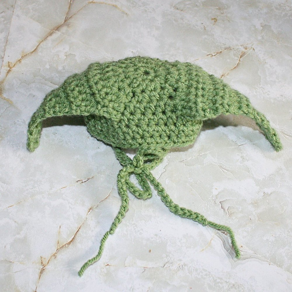 HAND CRAFTED Baby Yoda Mandalorian Crochet Cat Hat Wig Ears Costume Photo Prop - Picture 5 of 14